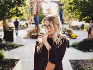 woman drinking coffee