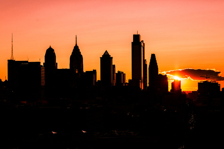 sunset over philly